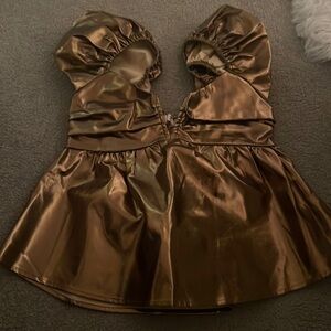 Buddy love puff sleeve bronze top